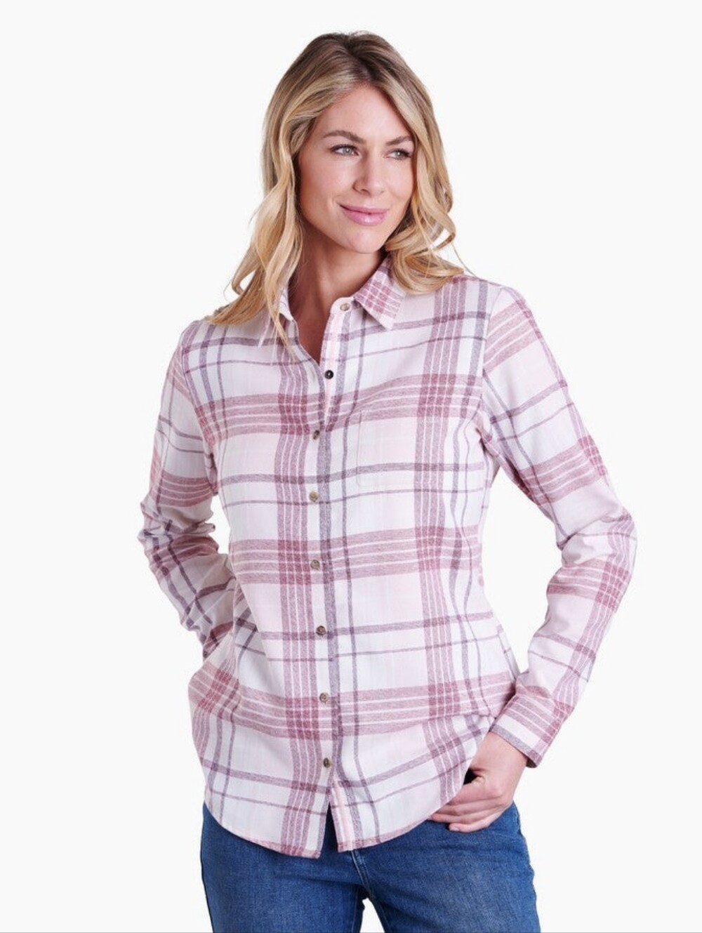 Kuhl | Kamila Pink Plaid Flannel Long Sleeve Shirt Size Large